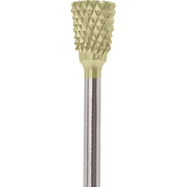 Made in USA - 1/4" Cut Diam, 0.0925" Shank Diam, Inverted Cone Head Diamond Cut Burr - Carbide, 1/4" LOC, 1-3/4" OAL - Eagle Tool & Supply