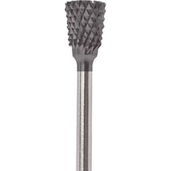 Made in USA - 2.3mm Cut Diam, 0.0925" Shank Diam, Tree with Radius Head Double Cut Burr - Carbide, 4.2mm LOC, 42.2mm OAL - Eagle Tool & Supply