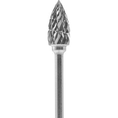 Made in USA - 1/4" Cut Diam, 0.0925" Shank Diam, Tree Head Single Cut Burr - Carbide, 1/2" LOC, 2" OAL - Eagle Tool & Supply