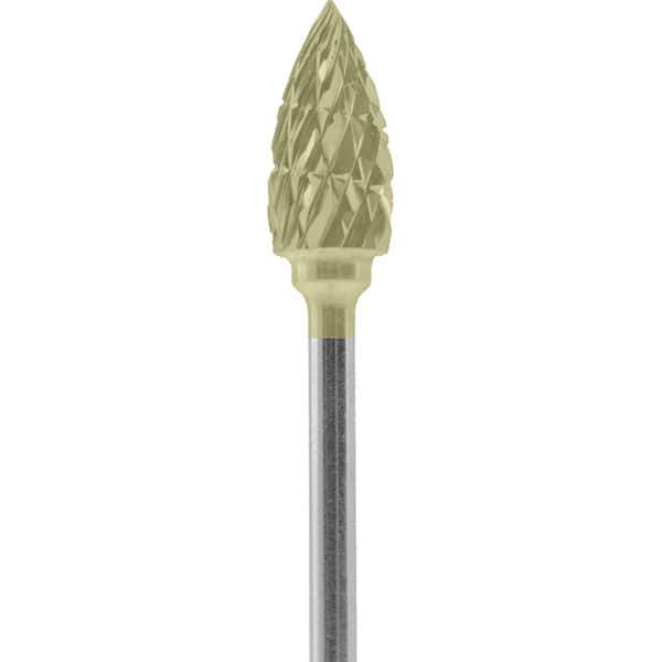 Made in USA - 1/4" Cut Diam, 0.0925" Shank Diam, Tree Head Chipbreaker Cut Burr - Carbide, 1/2" LOC, 2" OAL - Eagle Tool & Supply