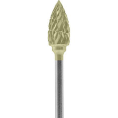 Made in USA - 1/4" Cut Diam, 0.0925" Shank Diam, Tree Head Chipbreaker Cut Burr - Carbide, 1/2" LOC, 2" OAL - Eagle Tool & Supply