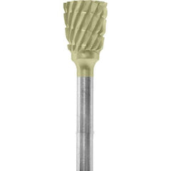 Made in USA - 1/4" Cut Diam, 0.0925" Shank Diam, Inverted Cone Head Chipbreaker Cut Burr - Carbide, 1/4" LOC, 1-3/4" OAL - Eagle Tool & Supply