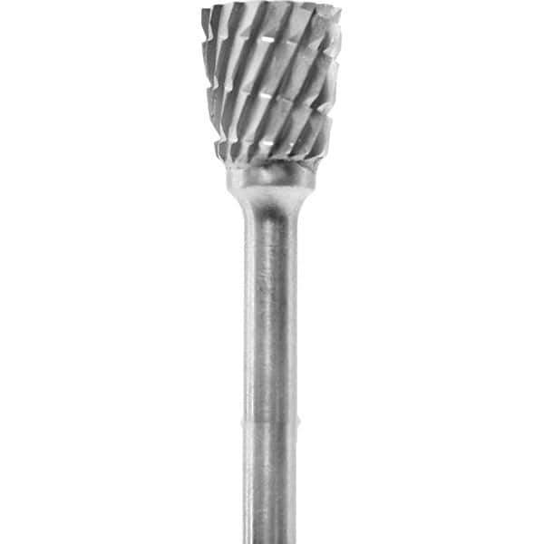 Made in USA - 1/4" Cut Diam, 0.0925" Shank Diam, Inverted Cone Head Chipbreaker Cut Burr - Carbide, 1/4" LOC, 1-3/4" OAL - Eagle Tool & Supply