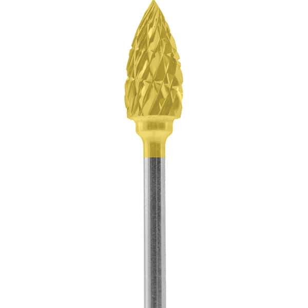 Made in USA - 1/4" Cut Diam, 0.0925" Shank Diam, Tree Head Chipbreaker Cut Burr - Carbide, 1/2" LOC, 2" OAL - Eagle Tool & Supply