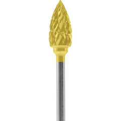 Made in USA - 1/4" Cut Diam, 0.0925" Shank Diam, Tree Head Chipbreaker Cut Burr - Carbide, 1/2" LOC, 2" OAL - Eagle Tool & Supply