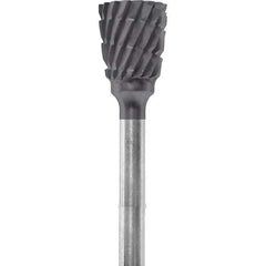 Made in USA - 1/4" Cut Diam, 0.0925" Shank Diam, Inverted Cone Head Chipbreaker Cut Burr - Carbide, 1/4" LOC, 1-3/4" OAL - Eagle Tool & Supply