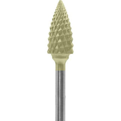 Made in USA - 1/4" Cut Diam, 0.0925" Shank Diam, Tree Head Diamond Cut Burr - Carbide, 1/2" LOC, 2" OAL - Eagle Tool & Supply