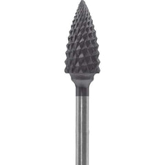 Made in USA - 1/4" Cut Diam, 0.0925" Shank Diam, Tree Head Diamond Cut Burr - Carbide, 1/2" LOC, 2" OAL - Eagle Tool & Supply