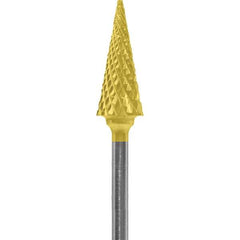 Made in USA - 1/4" Cut Diam, 0.0925" Shank Diam, Cone Head Diamond Cut Burr - Carbide, 5/8" LOC, 2" OAL - Eagle Tool & Supply