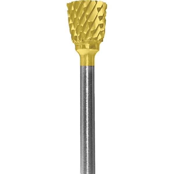 Made in USA - 6.3mm Cut Diam, 0.0925" Shank Diam, Inverted Cone Head Double Cut Burr - Carbide, 9.5mm LOC, 48mm OAL - Eagle Tool & Supply