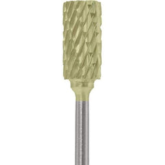 Made in USA - 1/4" Cut Diam, 0.0925" Shank Diam, Cylinder Head Double Cut Burr - Carbide, 1/2" LOC, 2" OAL - Eagle Tool & Supply