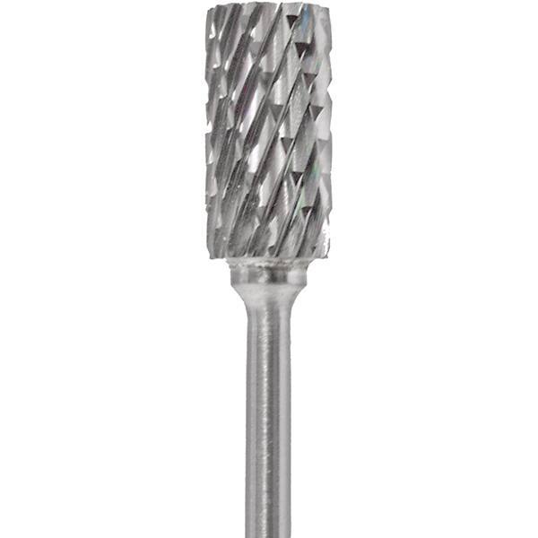 Made in USA - 1/4" Cut Diam, 0.0925" Shank Diam, Cylinder Head Double Cut Burr - Carbide, 1/2" LOC, 2" OAL - Eagle Tool & Supply