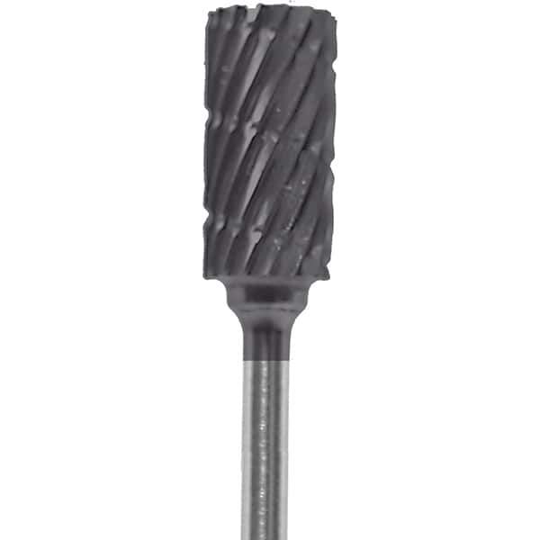 Made in USA - 1/4" Cut Diam, 0.0925" Shank Diam, Cylinder Head Chipbreaker Cut Burr - Carbide, 1/2" LOC, 2" OAL - Eagle Tool & Supply