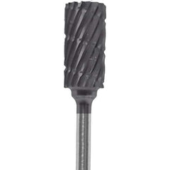 Made in USA - 1/4" Cut Diam, 0.0925" Shank Diam, Cylinder Head Chipbreaker Cut Burr - Carbide, 1/2" LOC, 2" OAL - Eagle Tool & Supply