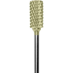 Made in USA - 1/4" Cut Diam, 0.0925" Shank Diam, Cylinder Head Diamond Cut Burr - Carbide, 1/2" LOC, 2" OAL - Eagle Tool & Supply