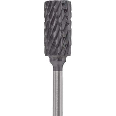 Made in USA - 1/4" Cut Diam, 0.0925" Shank Diam, Cylinder Head Double Cut Burr - Carbide, 1/2" LOC, 2" OAL - Eagle Tool & Supply