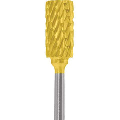 Made in USA - 1/4" Cut Diam, 0.0925" Shank Diam, Cylinder Head Double Cut Burr - Carbide, 1/2" LOC, 2" OAL - Eagle Tool & Supply