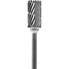 Made in USA - 1/4" Cut Diam, 0.0925" Shank Diam, Cylinder Head Chipbreaker Cut Burr - Carbide, 1/2" LOC, 2" OAL - Eagle Tool & Supply