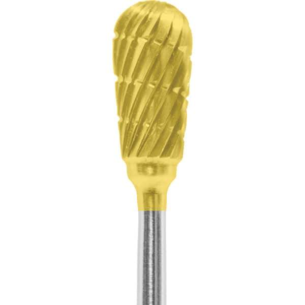 Made in USA - 1/4" Cut Diam, 0.0925" Shank Diam, Inverted Cone Head Chipbreaker Cut Burr - Carbide, 1/2" LOC, 2" OAL - Eagle Tool & Supply