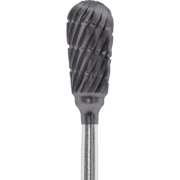 Made in USA - 1/4" Cut Diam, 0.0925" Shank Diam, Inverted Cone Head Chipbreaker Cut Burr - Carbide, 1/2" LOC, 2" OAL - Eagle Tool & Supply