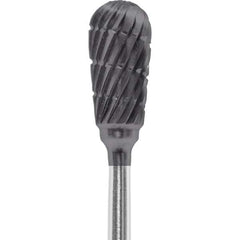 Made in USA - 1/4" Cut Diam, 0.0925" Shank Diam, Inverted Cone Head Chipbreaker Cut Burr - Carbide, 1/2" LOC, 2" OAL - Eagle Tool & Supply