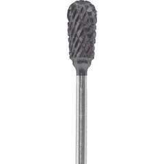 Made in USA - 1/4" Cut Diam, 0.0925" Shank Diam, Inverted Cone Head Double Cut Burr - Carbide, 1/2" LOC, 2" OAL - Eagle Tool & Supply