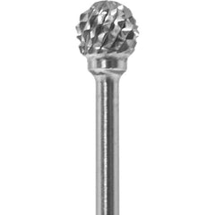 Made in USA - 1/4" Cut Diam, 0.0925" Shank Diam, Ball Head Diamond Cut Burr - Carbide, 1/4" LOC, 1-3/4" OAL - Eagle Tool & Supply