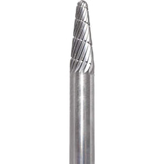 Made in USA - 6mm Cut Diam, 0.2362" Shank Diam, Cone Head Double Cut Burr - Carbide, 16mm LOC, 50mm OAL - Eagle Tool & Supply