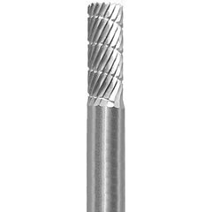 Made in USA - 6mm Cut Diam, 0.2362" Shank Diam, Cylinder Head Double Cut Burr - Carbide, 16mm LOC, 50mm OAL - Eagle Tool & Supply
