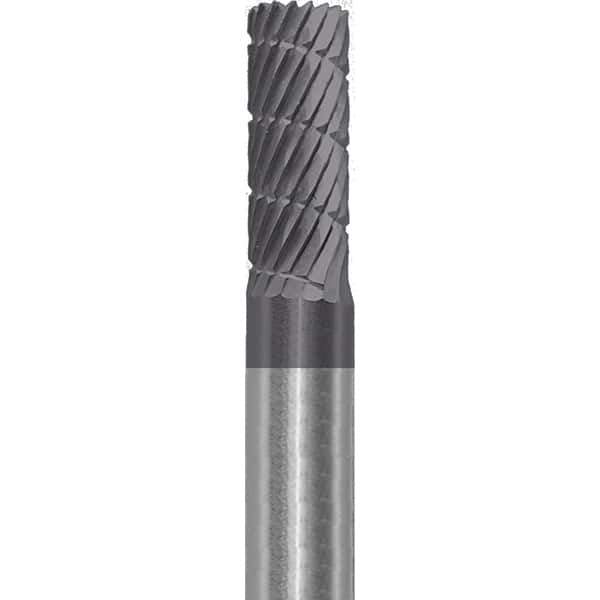 Made in USA - 1/4" Cut Diam, 1/4" Shank Diam, Cylinder Head Fastmill Cut Burr - Carbide, 5/8" LOC, 2" OAL - Eagle Tool & Supply