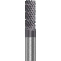 Made in USA - 1/4" Cut Diam, 1/4" Shank Diam, Cylinder Head Fastmill Cut Burr - Carbide, 5/8" LOC, 2" OAL - Eagle Tool & Supply