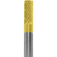 Made in USA - 1/4" Cut Diam, 1/4" Shank Diam, Cylinder Head Double Cut Burr - Carbide, 5/8" LOC, 2" OAL - Eagle Tool & Supply
