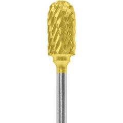 Made in USA - 1/4" Cut Diam, 0.0925" Shank Diam, Cylinder with Radius Head Double Cut Burr - Carbide, 1/2" LOC, 2" OAL - Eagle Tool & Supply