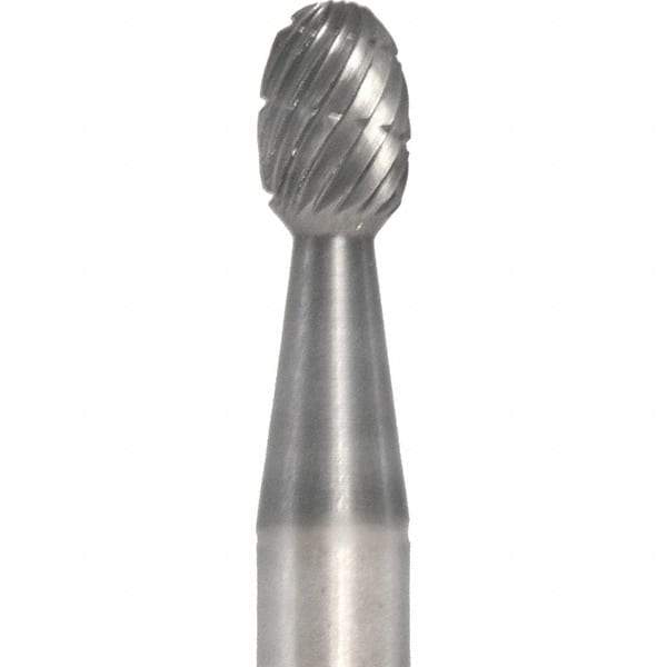 Made in USA - 6mm Cut Diam, 0.2362" Shank Diam, Oval Head Double Cut Burr - Carbide, 9.5mm LOC, 50mm OAL - Eagle Tool & Supply