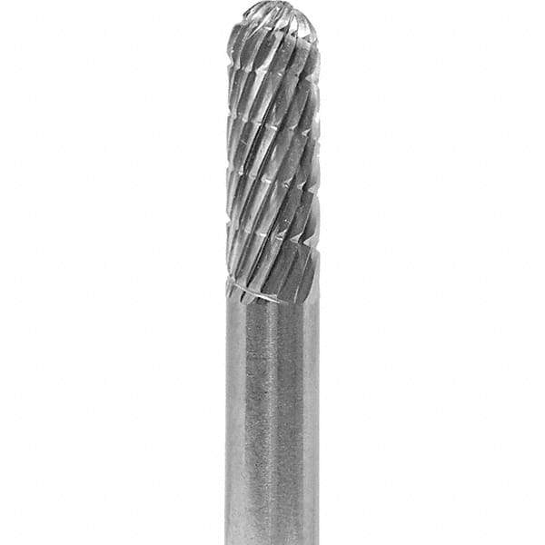 Made in USA - 6mm Cut Diam, 0.2362" Shank Diam, Cylinder with Radius Head Chipbreaker Cut Burr - Carbide, 16mm LOC, 50mm OAL - Eagle Tool & Supply