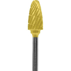 Made in USA - 1/4" Cut Diam, 0.0925" Shank Diam, Tree with Radius Head Chipbreaker Cut Burr - Carbide, 1/2" LOC, 2" OAL - Eagle Tool & Supply