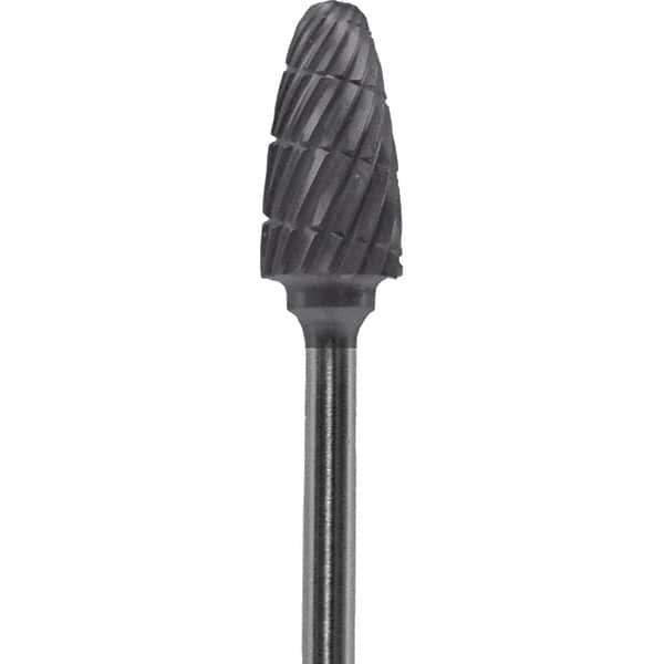 Made in USA - 1/4" Cut Diam, 0.0925" Shank Diam, Tree with Radius Head Chipbreaker Cut Burr - Carbide, 1/2" LOC, 2" OAL - Eagle Tool & Supply