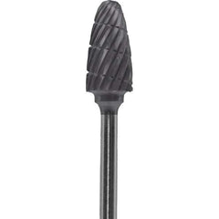 Made in USA - 1/4" Cut Diam, 0.0925" Shank Diam, Tree with Radius Head Chipbreaker Cut Burr - Carbide, 1/2" LOC, 2" OAL - Eagle Tool & Supply