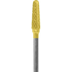 Made in USA - 7mm Cut Diam, 0.0925" Shank Diam, Cone Head Double Cut Burr - Carbide, 13mm LOC, 51mm OAL - Eagle Tool & Supply