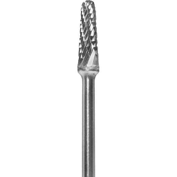 Made in USA - 7mm Cut Diam, 0.0925" Shank Diam, Cone Head Double Cut Burr - Carbide, 13mm LOC, 51mm OAL - Eagle Tool & Supply