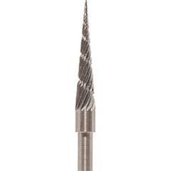 Made in USA - 3mm Cut Diam, 0.0925" Shank Diam, Cone Head Chipbreaker Cut Burr - Carbide, 16mm LOC, 38mm OAL - Eagle Tool & Supply
