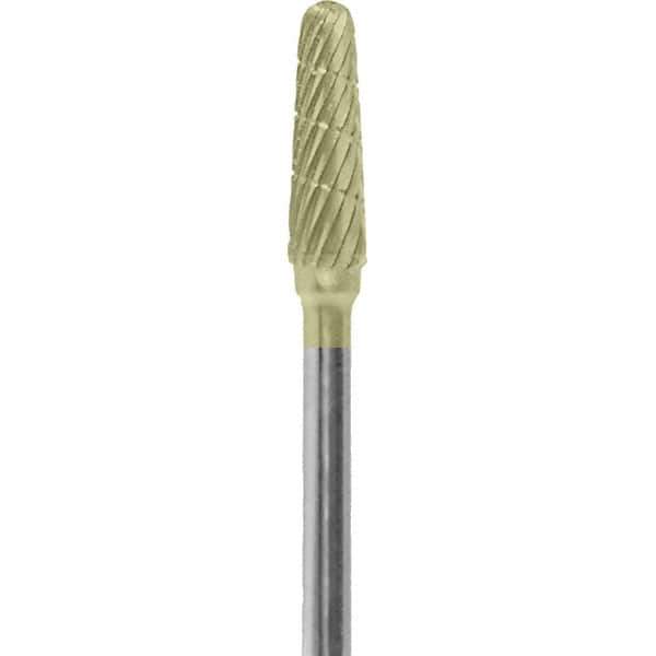 Made in USA - 5/32" Cut Diam, 0.0925" Shank Diam, Cone Head Chipbreaker Cut Burr - Carbide, 1/2" LOC, 2" OAL - Eagle Tool & Supply