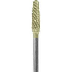 Made in USA - 5/32" Cut Diam, 0.0925" Shank Diam, Cone Head Chipbreaker Cut Burr - Carbide, 1/2" LOC, 2" OAL - Eagle Tool & Supply