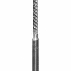 Made in USA - 1/16" Cut Diam, 0.0925" Shank Diam, Cylinder Head Chipbreaker Cut Burr - Carbide, 3/8" LOC, 1-1/2" OAL - Eagle Tool & Supply