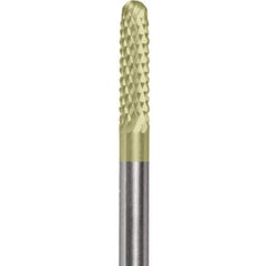 Made in USA - 3/32" Cut Diam, 0.0925" Shank Diam, Cylinder with Radius Head Diamond Cut Burr - Carbide, 1/2" LOC, 1-1/2" OAL - Eagle Tool & Supply