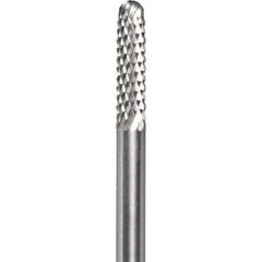 Made in USA - 3/32" Cut Diam, 0.0925" Shank Diam, Cylinder with Radius Head Diamond Cut Burr - Carbide, 1/2" LOC, 1-1/2" OAL - Eagle Tool & Supply