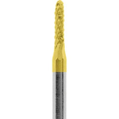 Made in USA - 1/16" Cut Diam, 3/32" Shank Diam, Cylinder with Radius Head Diamond Cut Burr - Carbide, 1/4" LOC, 1-1/2" OAL - Eagle Tool & Supply