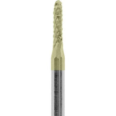 Made in USA - 1/16" Cut Diam, 3/32" Shank Diam, Cylinder with Radius Head Diamond Cut Burr - Carbide, 1/4" LOC, 1-1/2" OAL - Eagle Tool & Supply