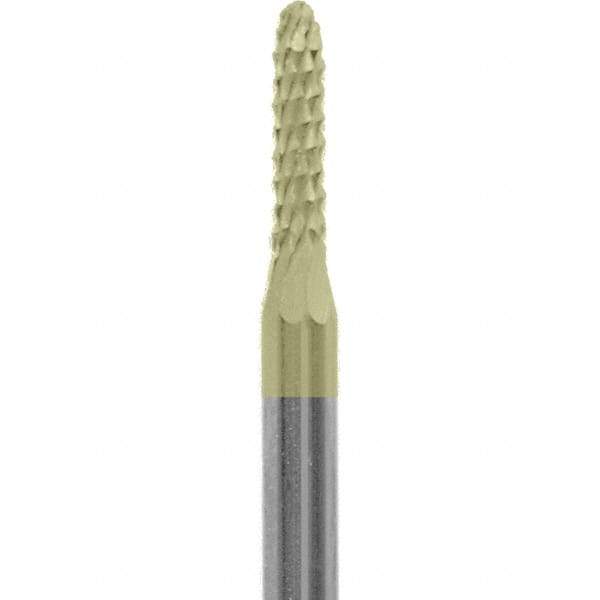 Made in USA - 3/32" Cut Diam, 0.0925" Shank Diam, Cone Head Diamond Cut Burr - Carbide, 3/8" LOC, 1-1/2" OAL - Eagle Tool & Supply