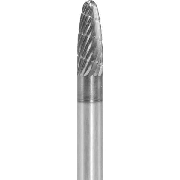 Made in USA - 1/4" Cut Diam, 1/4" Shank Diam, Tree with Radius Head Fastmill Cut Burr - Carbide, 5/8" LOC, 2" OAL - Eagle Tool & Supply